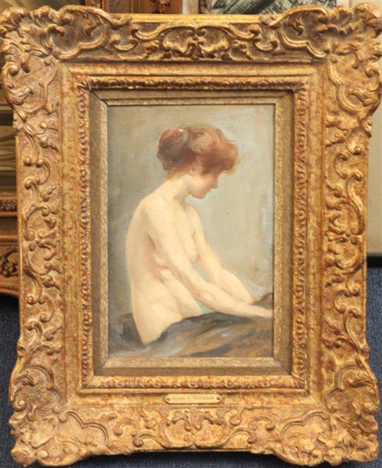 Attributed to Allen Douglas Davidson (1873-1932) Nude study 7.5 x 5in.